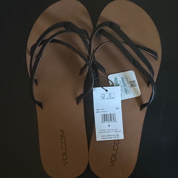 Volcom Women's Black and Brown Sandals - Picture 1 of 4